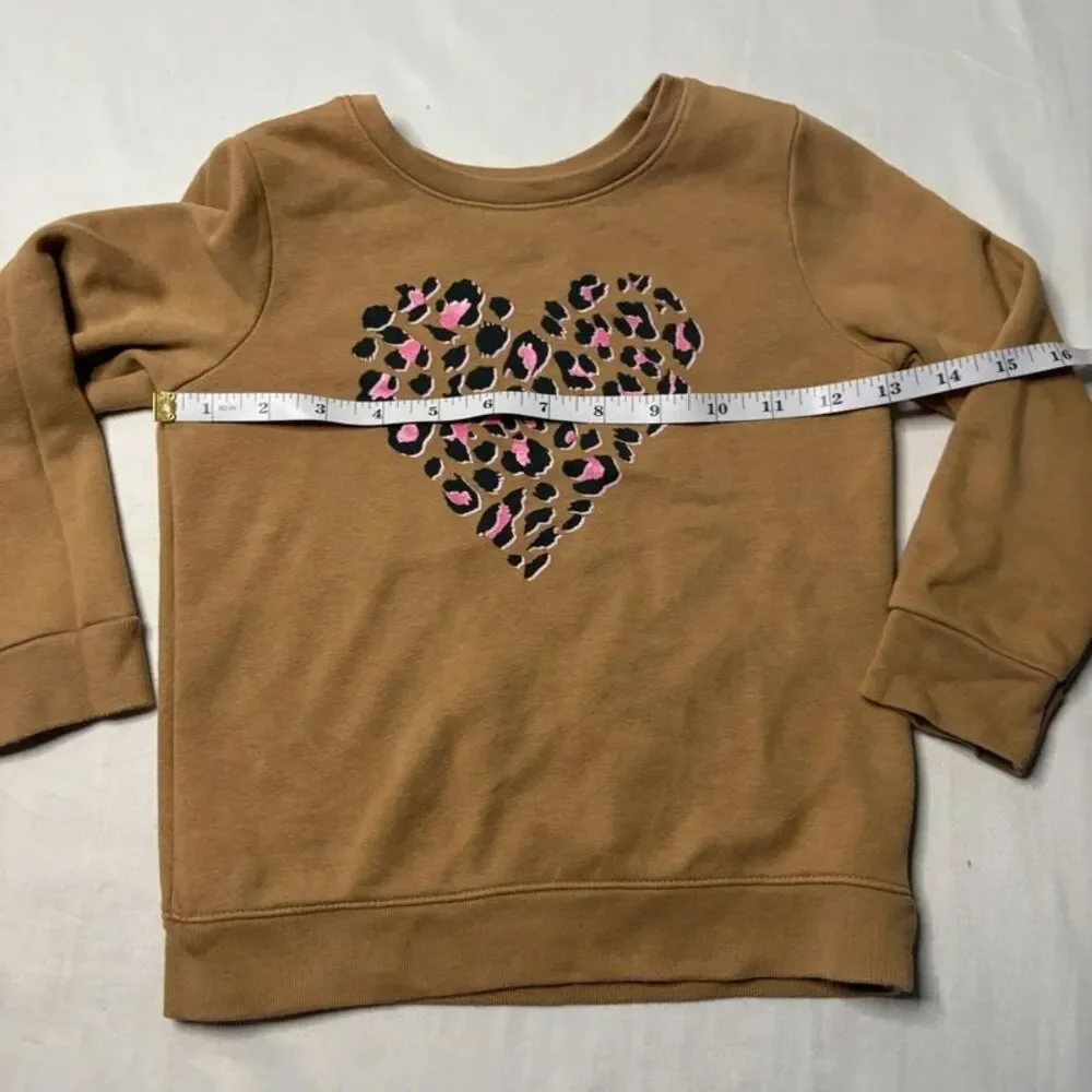 Garanimals Girls Brown Leopard Heart Sweatshirt Size 4T